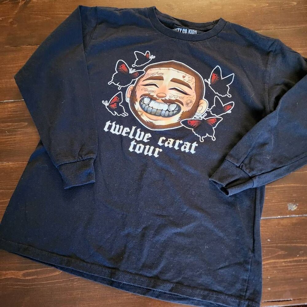 Posty Co. Kids Post Malone Long Sleeve Twwlve Carat Tour Graphic Tshirt Size Lar